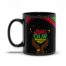 Load image into Gallery viewer, Heart Celebrate Our Freedom Juneteenth Coffee Mug Handle on the Left