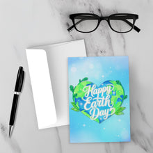 Load image into Gallery viewer, Heart Dreamy Blue Skies Happy Earth Day - Black Stationery Greeting Card Shop - Celebrate Earth