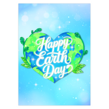 Load image into Gallery viewer, Heart Dreamy Blue Skies Happy Earth Day - Black Stationery Greeting Card Shop - Celebrate Earth