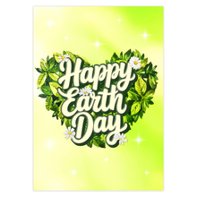 Load image into Gallery viewer, Heart Green Plant -  Happy Earth Day - Black Stationery Greeting Card Shop - Celebrate Earth