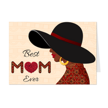 Load image into Gallery viewer, Heart Red Rose - Best Mom Ever - Oversized Hat - African American Greeting Card Shop - Smiling Mother - Holiday Cards