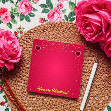 Load image into Gallery viewer, Hearts &amp; Stars - You Are Fabulous - Black Stationery Notepads - Positive Affirmations - Writing Gifts