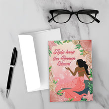 Load image into Gallery viewer, Help Keep the Ocean Clean - Peach Mermaid &amp; Seashell - Black Mermaid - African American Greeting Card Shop