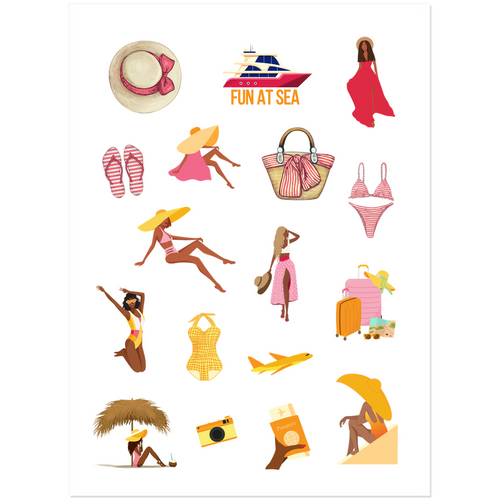 Jet Set - African American Women - Premium Travel Sticker Set