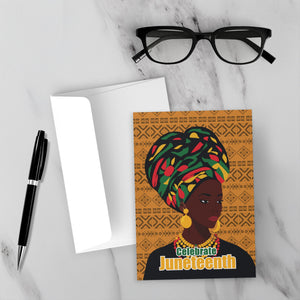 Juneteenth Celebration Greeting Cards Front with Sample Background