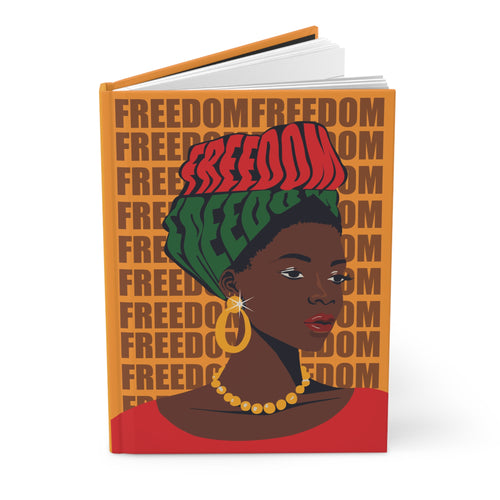 Juneteenth Empowering Freedom Journal - Matte Hardcover with Bold Design Front Slightly Opened