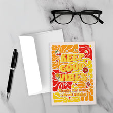 Load image into Gallery viewer, Keep Good Vibes - Friendship Greeting Card - Galentine's Day (Yellow) mock up