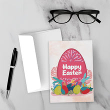 Load image into Gallery viewer, Large &amp; Small Designer Easter Eggs Celebration - Happy Easter Card Shop (Pink) Front with Sample Background