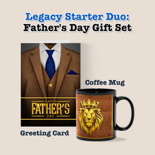Load image into Gallery viewer, Morning Legend Duo: Coffee Mug + Greeting Card — African American Father's Day Gift Set