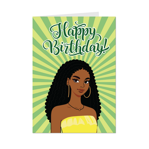 Lemon Lime - Happy Birthday - African American Woman - Pop Art Cards - Front