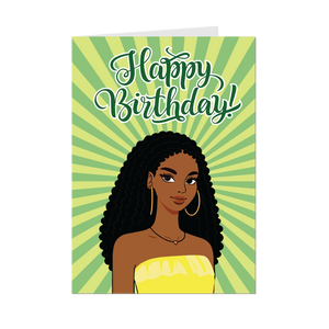 Lemon Lime - Happy Birthday - African American Woman - Pop Art Cards - Front