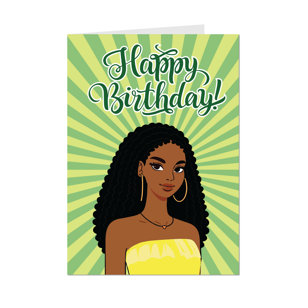 Lemon Lime - Happy Birthday - African American Woman - Pop Art Cards - Front