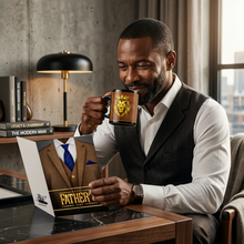 Load image into Gallery viewer, Morning Legend Duo: Coffee Mug + Greeting Card — African American Father's Day Gift Set