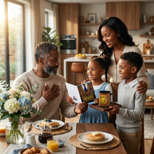 Load image into Gallery viewer, Morning Legend Duo: Coffee Mug + Greeting Card — African American Father's Day Gift Set