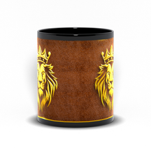 Load image into Gallery viewer, Lion Crown Coffee Mug - Elegant Brown &amp; Gold Design - Gift Giving for Him