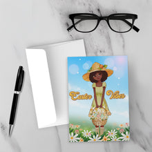 Load image into Gallery viewer, Little Girl Easter Basket - African American Girl - Easter Vibes - Black Card Shop - Easter Eggs &amp; Flowers