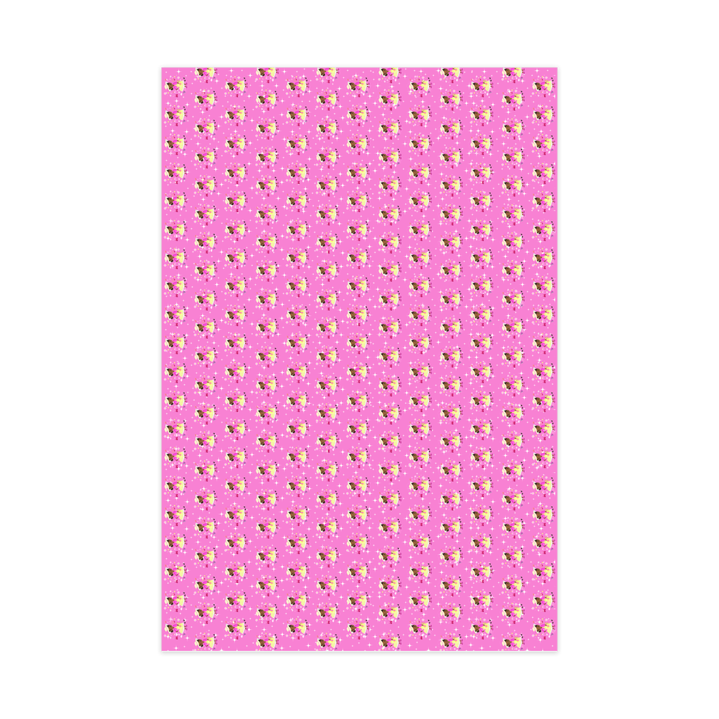 Little Girl Fashionista - African American Kids - Pink Gift Wrapping Paper - Front View