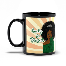 Load image into Gallery viewer, Lucky &amp; Blessed - African American Woman - Curly Afro Hairstyle - Afrocentric Coffee Mugs