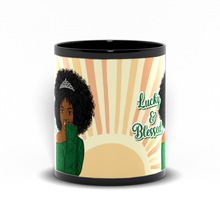 Load image into Gallery viewer, Lucky &amp; Blessed - African American Woman - Curly Afro Hairstyle - Afrocentric Coffee Mugs