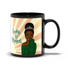 Load image into Gallery viewer, Lucky &amp; Blessed - African American Woman - Tiara - Braided Hairstyle - Afrocentric Coffee Mugs
