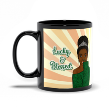 Load image into Gallery viewer, Lucky &amp; Blessed - African American Woman - Tiara - Braided Hairstyle - Afrocentric Coffee Mugs