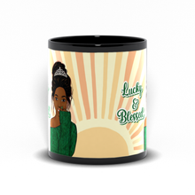 Load image into Gallery viewer, Lucky &amp; Blessed - African American Woman - Tiara - Bun Updo Hairstyle - Afrocentric Coffee Mugs
