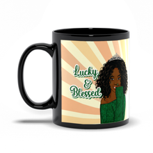 Load image into Gallery viewer, Lucky &amp; Blessed - African American Woman - Tiara - Curly Wavy Hairstyle - Afrocentric Coffee Mugs