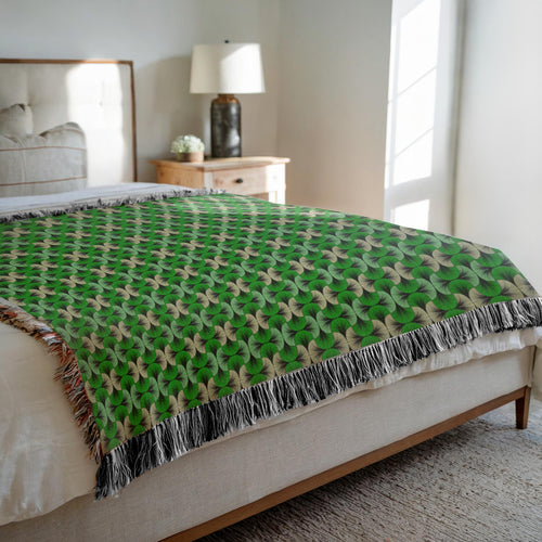 Lucky & Blessed - Cozy Decorative Woven Blankets - 3 Sizes - Home Décor & Gift Giving on Sample Bed