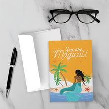 Load image into Gallery viewer, Magical Mermaid Island - African American Greeting Cards - Front (With Background)