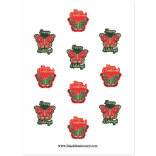 Load image into Gallery viewer, Merry Christmas &amp; Happy Holidays Butterfly Sticker Set - Sample Image
