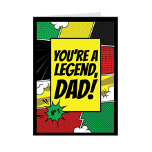 Load image into Gallery viewer, Number One Legend Dad - Pop Art Father&#39;s Day Card (Black &amp; Green) Front