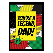 Load image into Gallery viewer, Number One Legend Dad - Pop Art Father&#39;s Day Card (Black &amp; Green) Front 2