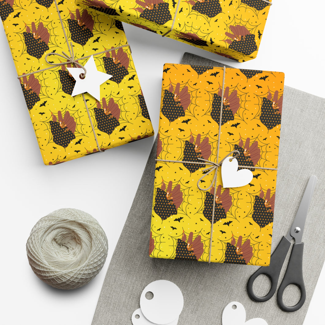 Orange Black - Halloween Nail Design - Holiday Gift Wrapping Paper Roll -Wrapped Gifts Sample Photo