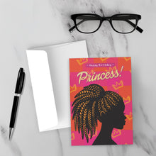 Load image into Gallery viewer, Orange Braids Vibe - Birthday Girl - African American Card Shop Front with Sample Background