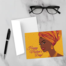 Load image into Gallery viewer, Orange Turban &amp; Earrings - Smiling African American Mom - Happy Mother's Day Greeting Cards - Stylish Mother