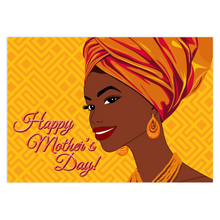 Load image into Gallery viewer, Orange Turban &amp; Earrings - Smiling African American Mom - Happy Mother's Day Greeting Cards - Stylish Mother