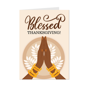 Palms Together Prayer Hands - Blessed Thanksgiving Greeting Cards - Front