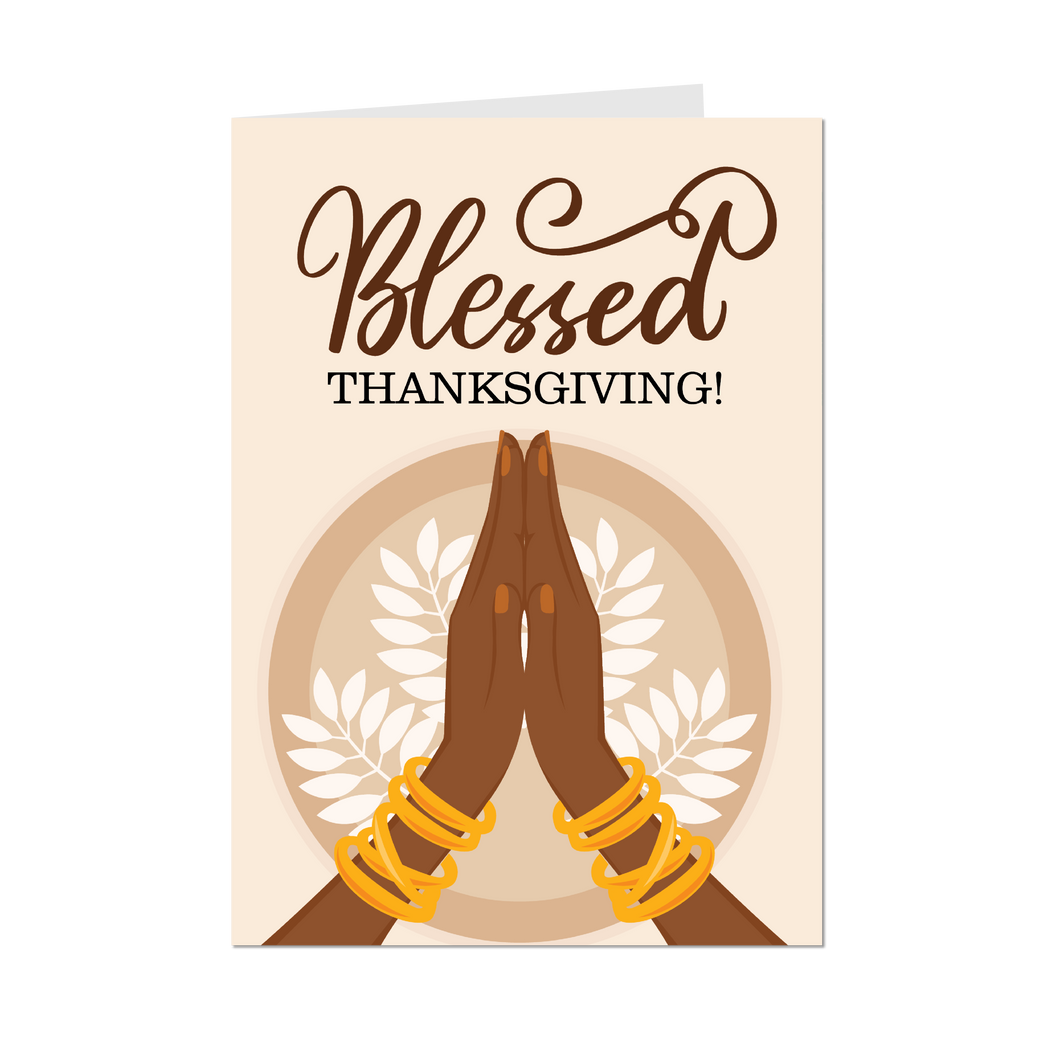Palms Together Prayer Hands - Blessed Thanksgiving Greeting Cards - Front