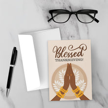 Load image into Gallery viewer, Palms Together Prayer Hands - Blessed Thanksgiving Greeting Cards - Front (With Background
