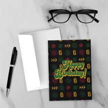 Load image into Gallery viewer, Party Time - Happy Birthday Greeting Card Shop (Black) - Front (With Background)