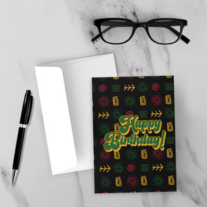 Party Time - Happy Birthday Greeting Card Shop (Black) - Front (With Background)