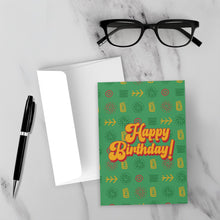 Load image into Gallery viewer, Party Time - Happy Birthday Greeting Card Shop (Green) - Front (With Background)