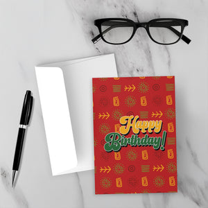 Party Time - Happy Birthday Greeting Card Shop (Red) - Front (With Background)