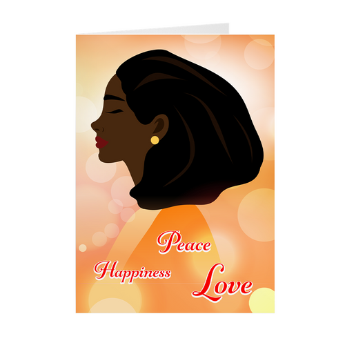 Peace Love Happiness Vibes - Black Woman - African American Cards