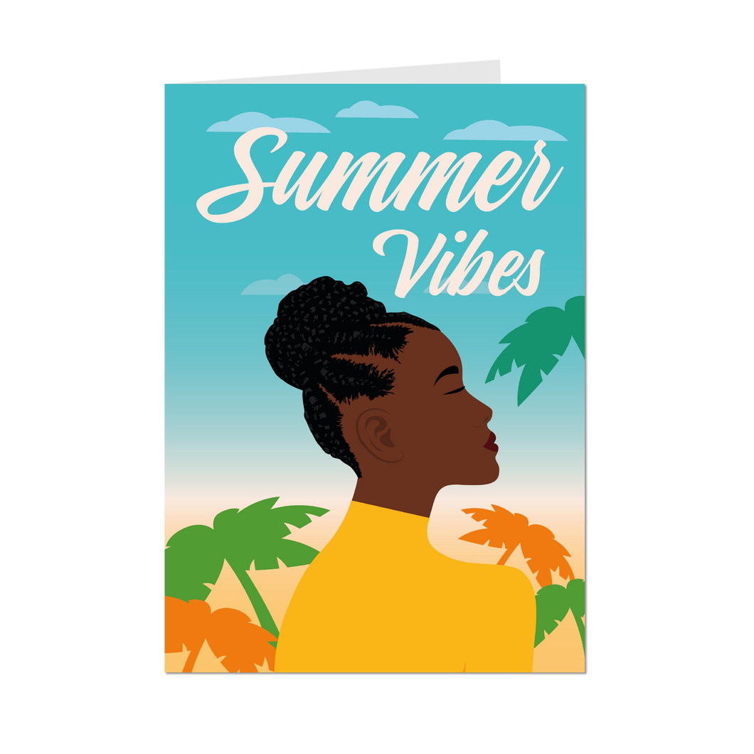 Peaceful & Happy - Summer Vibes - Black Card Shop - Front