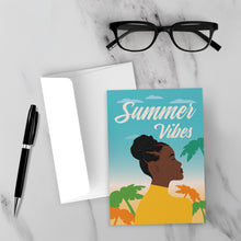 Load image into Gallery viewer, Peaceful &amp; Happy - Summer Vibes - Black Card Shop - Front (With Background)