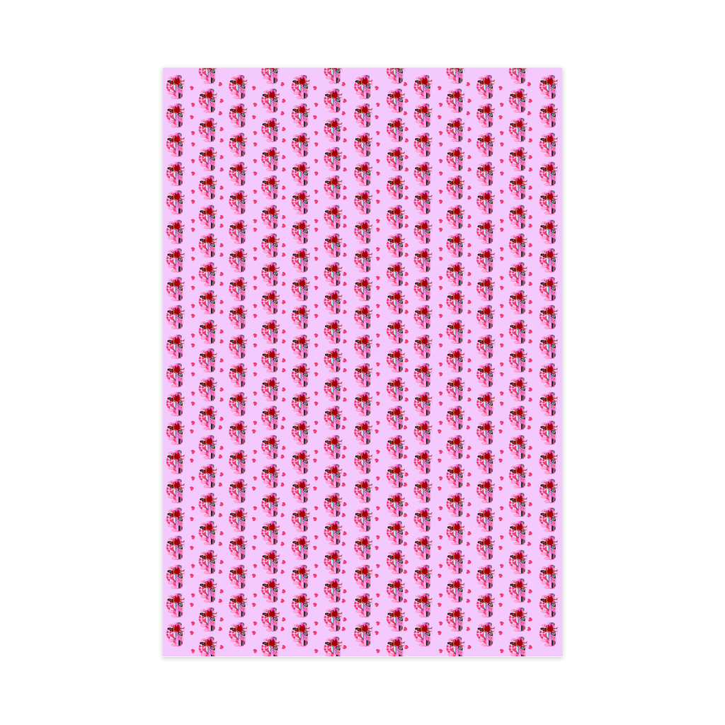 Pink Car, Smiles & Hearts - African American Woman - Purple Gift Wrapping Paper Roll - Front View