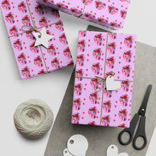Load image into Gallery viewer, Pink Car, Smiles &amp; Hearts - African American Woman - Purple Gift Wrapping Paper Roll - Wrapped Gifts Sample Photo