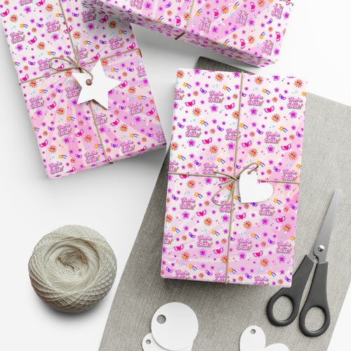 Pink Celebration Vibes - You're The Best Gift Wrapping Paper Roll - Wrapped Gifts Sample Photo