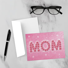 Load image into Gallery viewer, Pink Flowers &amp; Sparkles - MOM - Unique Design Floral Greeting Card - Holiday Card Shop